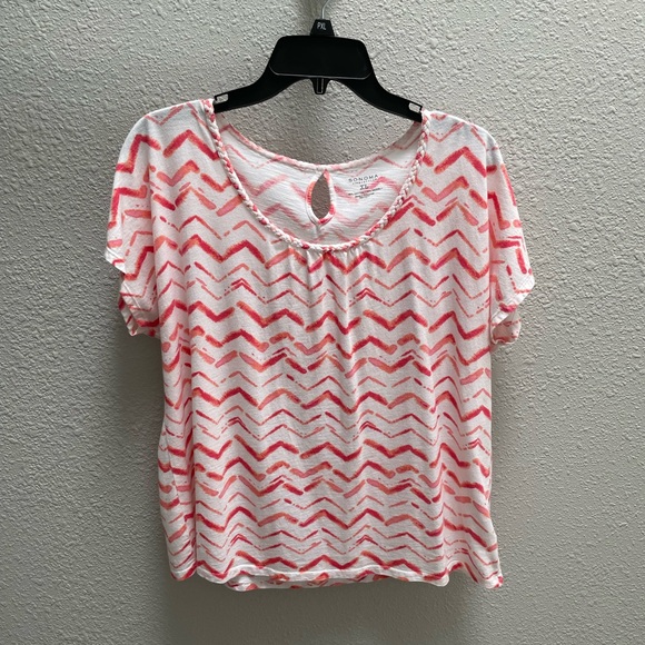 ❤️🔥3/$15❤️🔥Sonoma Life & Style Women’s Top - Size XL - White/Coral/Pink - EUC - Picture 1 of 5